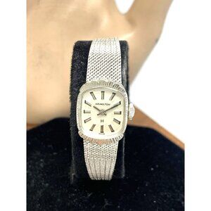 Hamilton Women's Watch 14k White Gold Case Vintage Swiss Hand Wind Petite 15mm